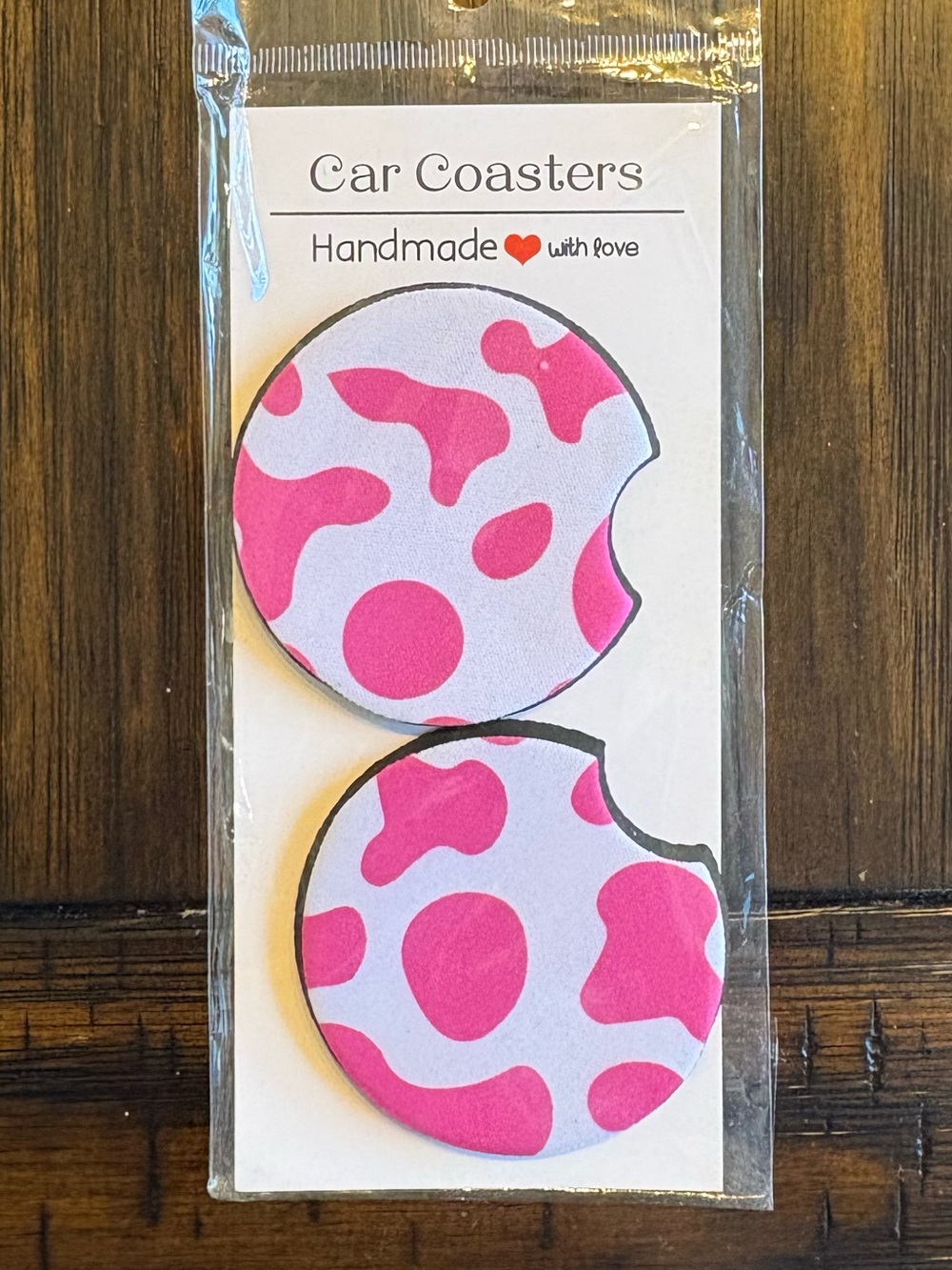 Handmade Pink Pattern Car Coasters - Kids Accessories